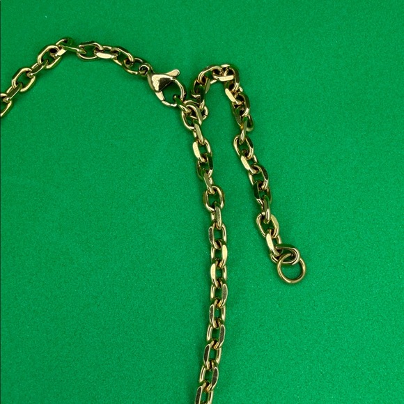 CC designer gold stainless double charm necklace adjustable 16 to 18 inches - Picture 3 of 3